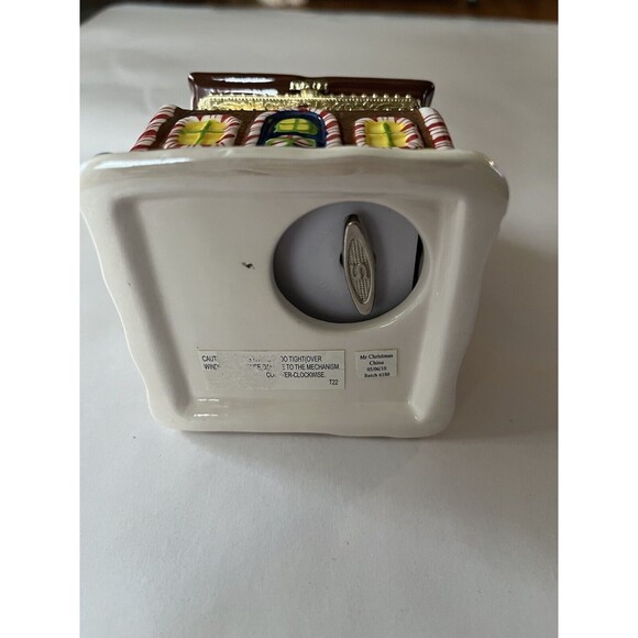 Mr Christmas Ceramic Gingerbread House Music Box Ornament Wind Up Deck The Halls - Picture 8 of 8